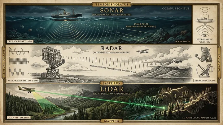 Teledetección Activa por Tiempo de Vuelo (ToF): De la Acústica del Titanic al Láser Cuántico y el Radar Planetario